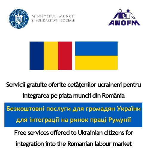 Servicii gratuite oferite cetățenilor ucraineni pentru integrarea pe piața muncii din România prin AGENȚIA NAȚIONALĂ PENTRU OCUPAREA FORȚEI DE MUNCĂ: