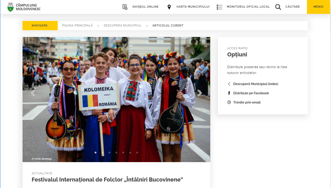 www.campulungmoldovenesc.ro - Pagina dedicată Festivalului Internațional de Folclor "Întâlniri Bucovinene"